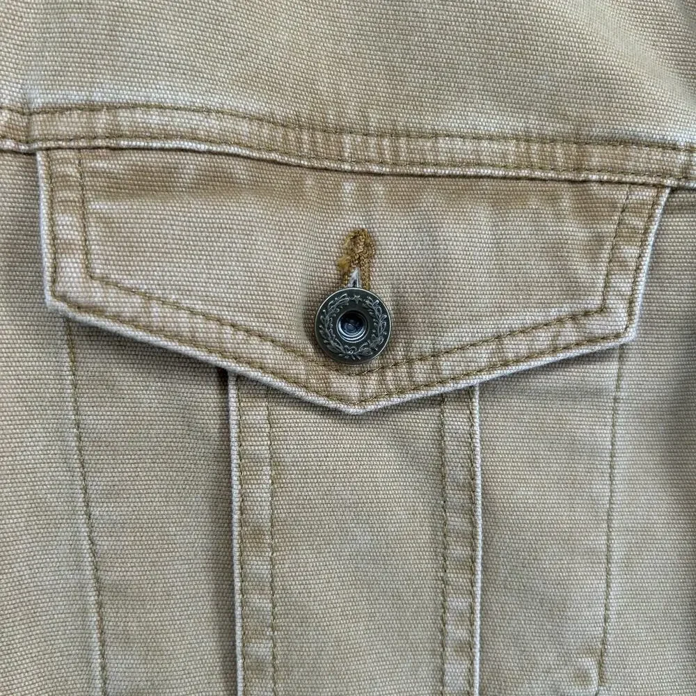 J.CREW Jacket Mens L Garment-Dyed Duck Canvas Trucker Stretch Cotton Mustard